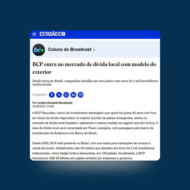 BCP entra no mercado de dívida local com modelo do exterior
